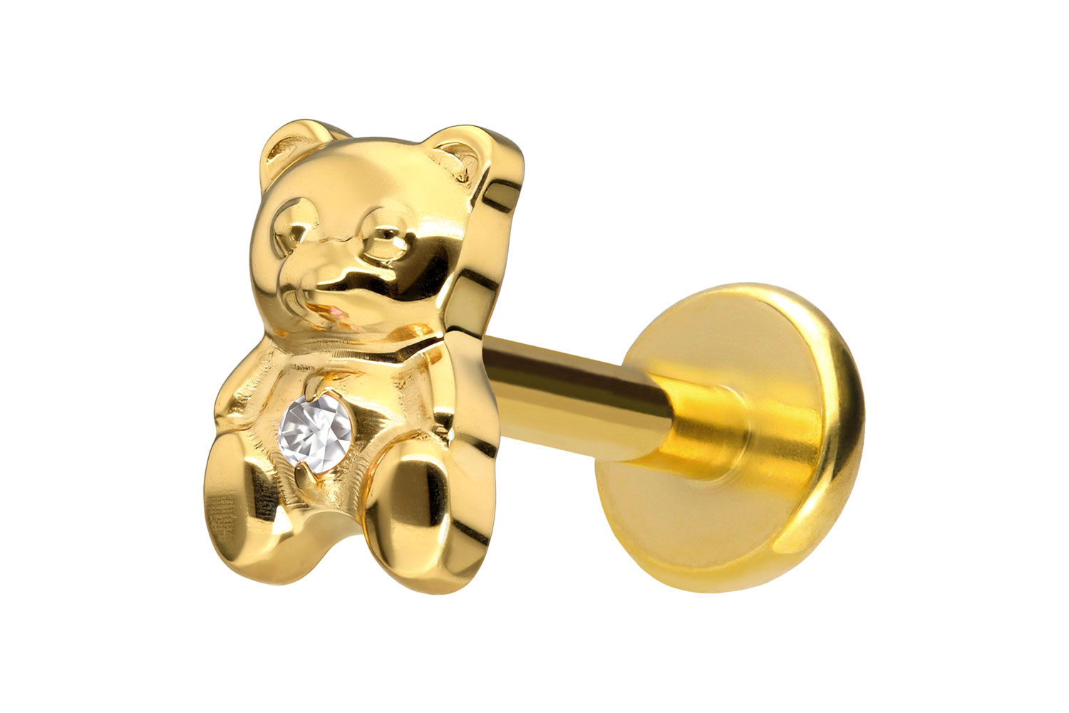 Titan Labret Piercing mit Push Fit TEDDYBÄR